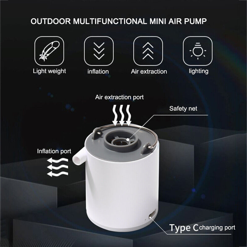 Mini Portable Inflatable Pump USB Charging 3 Mode Outdoor Camp Lighting Air