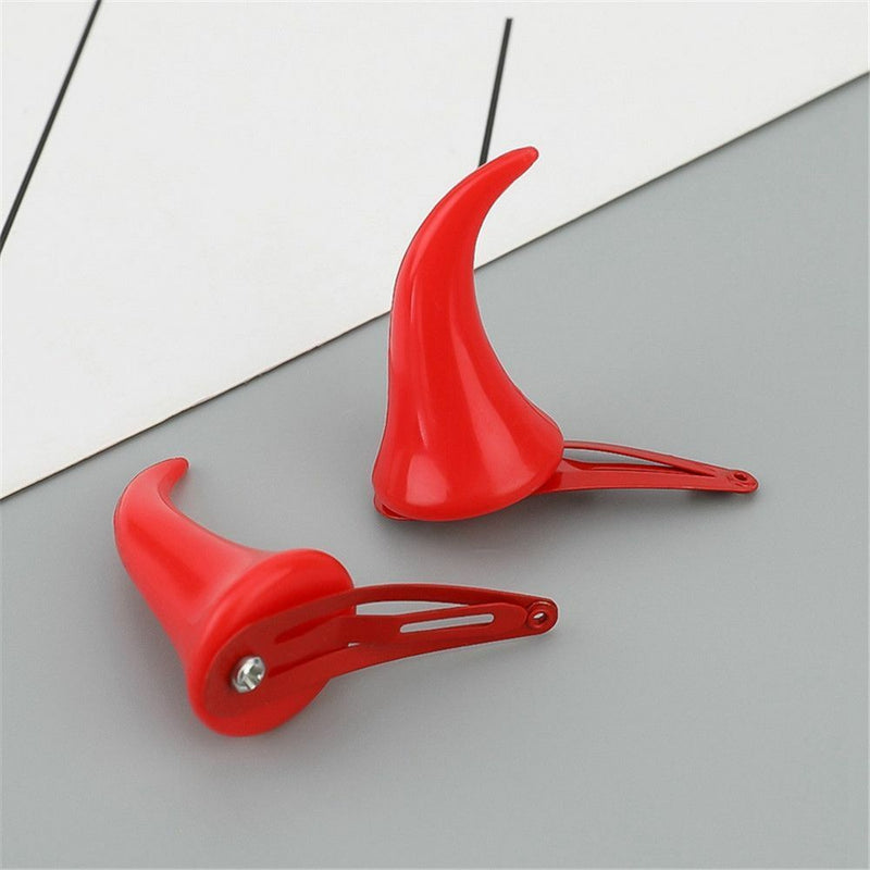 Devil Hair Barrettes Red Horns Ears Hairpin Ghost Hat Halloween Hair Clips