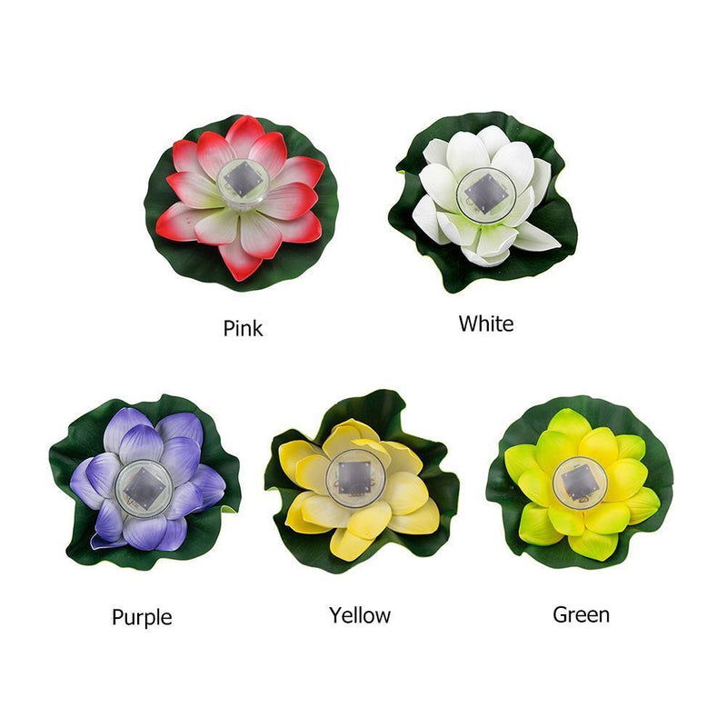 Lotus Solar Lights Flower Float Waterproof Outdoor Pond Pool Decor (Pink)