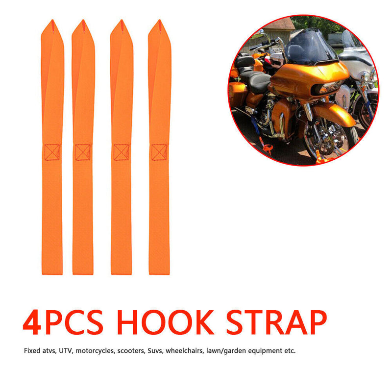4x 32cm Motorcycle Tie Downs Soft Straps UTV ATV Hook Belt Endless Loops Bandage