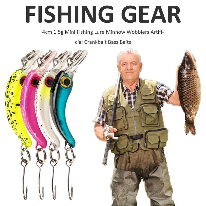4cm 1.5g Mini Fishing Lure Minnow Wobblers Crankbait Bass Baits (8pcs)
