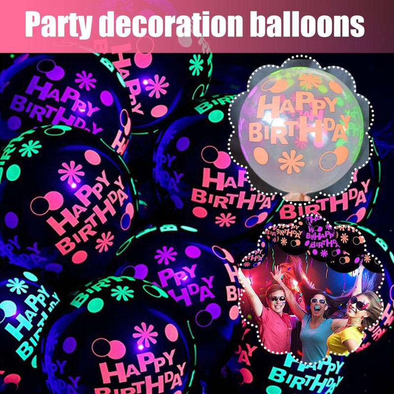10Pcs 12inch Fluorescent Balloon Glow Luminous Love Heart Latex Balloon\