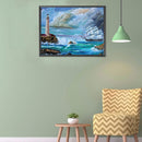 5D DIY Full Square Drill Diamond Painting Ship Lighthouse Home Decoration