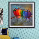 DIY Printed Colorful Bird Cross Stitch Full Embroidery Canvas Home Wall Dec