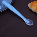 Baby Spoon Soft Silicone Feeding Spoon Learn to Eat Small Spoon(Blue)