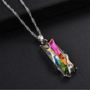 Men Long Chain Crystal Amethyst Pendant Tree Pendant Rainbow Stone Necklace