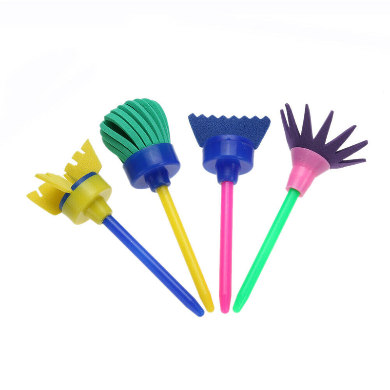 4pcs Rotate Sponge Brush DIY Color Draw Brush Painting Supplies for Ki