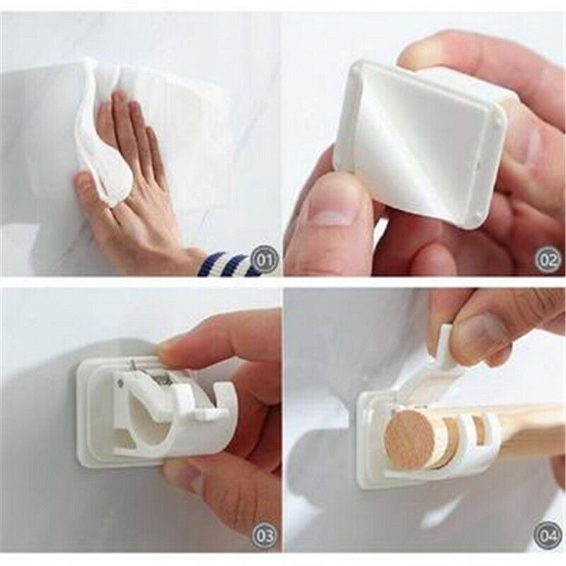 2* Nail-free Adjustable Rod Bracket Holders Magic Wall Hanging Rod Curtain Rail