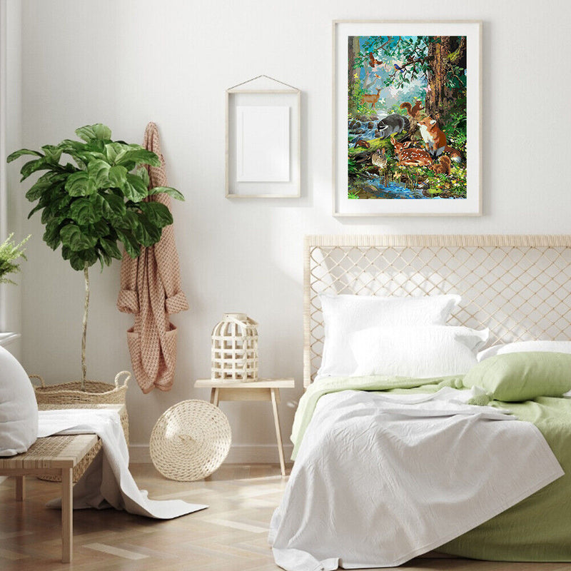 Riverside Deer Fox Partial Oil Paint By Numbers DIY Handpainted on Canvas Arts