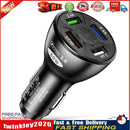4 Ports USB QC3.0 Charger 50W 7A Auto Fast Charging Adapter in Car (Black) Newly