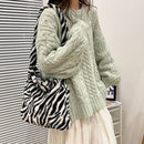Women Plush Leopard Shoulder Bag Female Winter Warm Travel Fabric Shopping Bags