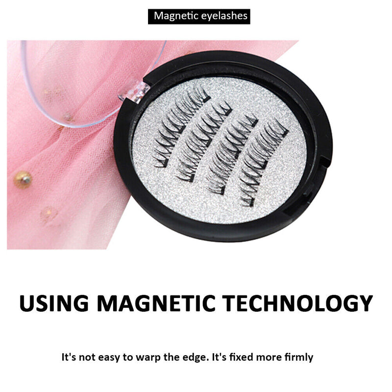 4pcs Reusable False Eyelashes 6D Extended Thick Magnetic Eyelashes Makeup Tool