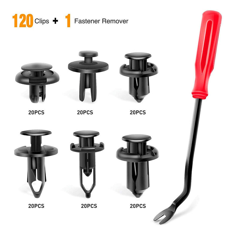 120pcs Car Door Trim Panel Clips+Screwdriver Push Rivet Retainer Replacement Kit
