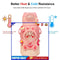 #A Cartoon Straw Thermal Water Bottle with Shoulder Straps Leak-proof Insulated