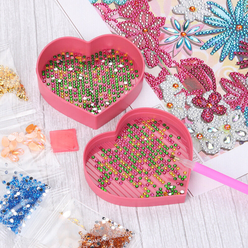 Plastic Heart Shape Rhinestone Drill Plate Tray 5D Diamond Painting Accessories