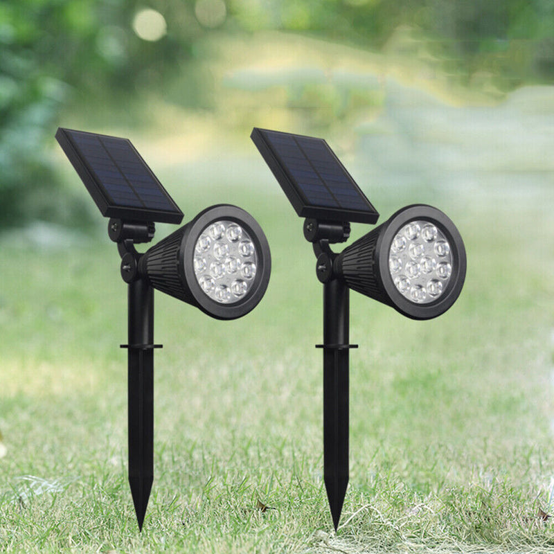 12LED Solar Lamp Outdoor Lawn Spotlight Colorful Ground Plug Light (White) Newly