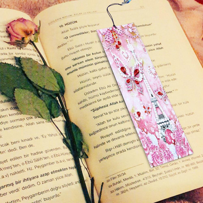 DIY Flower Special Shaped Diamond Painting Students Leather Tassel Bookmark