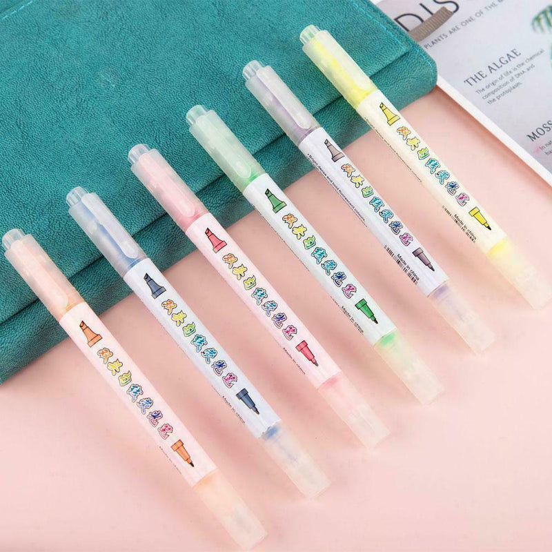 Dual Tip Highlighter Set 6 Pcs Gel Bible Highlighter Non-Bleeding Color T8F3