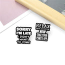 Creative Enamel Pins Funny Letters Brooches Cartoon Badges Black White Note
