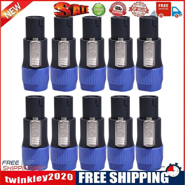 10pcs NL4FC Speaker Connectors 4 Pin Male Audio Speakon Ohm Plug (10x Blue)