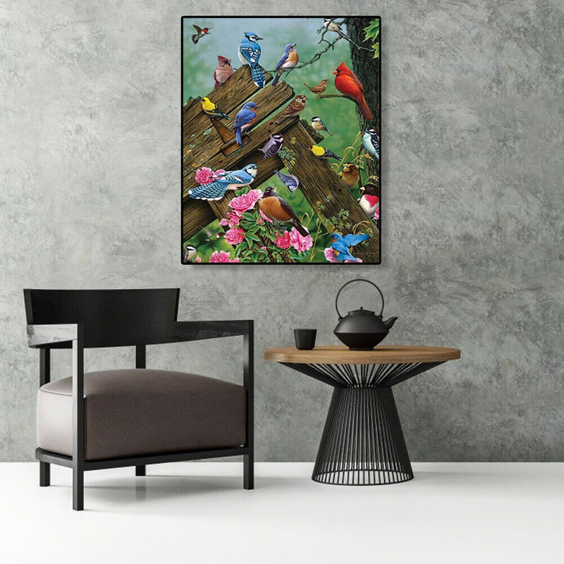 Painting By Numbers DIY Resting Birds Canvas Oil Wall Art Picture Ornaments Kit