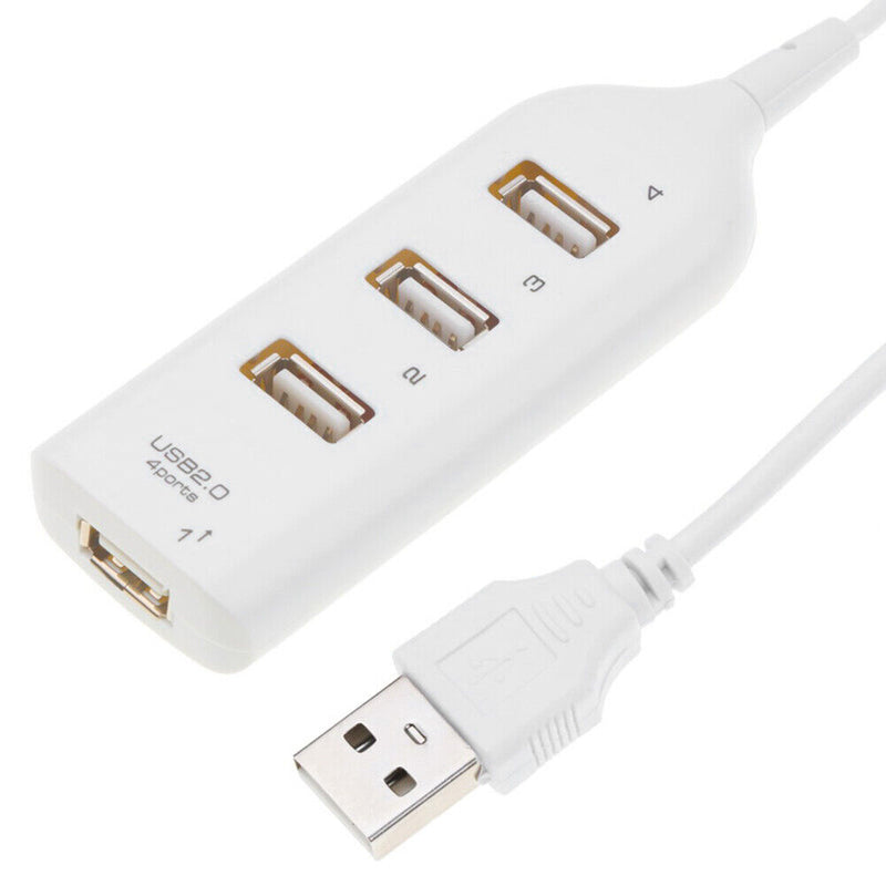 USB Hub 5Mbps High Speed Multi USB 2.0 Adapter 4 Port Splitter (White)