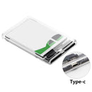 2.5 inch Transparent Hard Disk Case USB Type-C to SATA HDD SSD Mobile Enclosure
