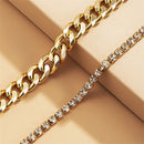 Rhinestone Fashion Cuban Link Diamond Anklet Layered Accessory Chunky Chain
