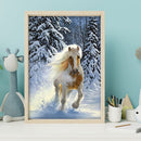 Horse Running In Snow Diamond Painting Kits Full Round Drill Home Wall Decor