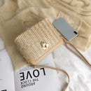 Straw Crossbody Bag Boho Beach Holiday Women Shoulder Bags (Light Brown)
