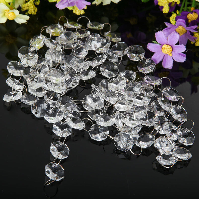 33FT Crystal Clear Acrylic Bead Garland Chandelier Hanging Wedding Supplies