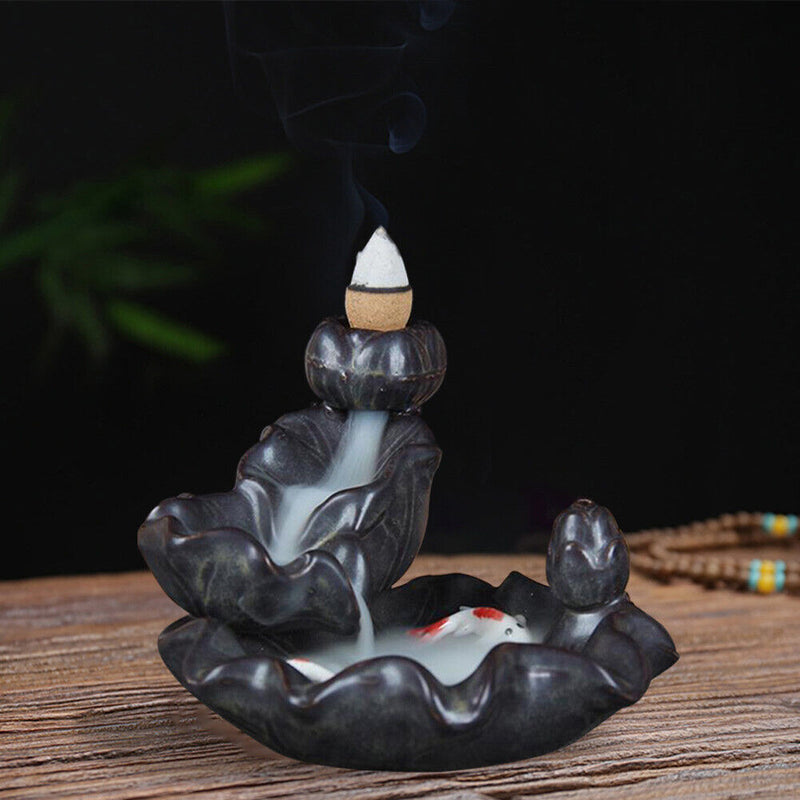 Backflow Incense Burner Ceramic Fountain Waterfall Smoke Incense Holder Censer