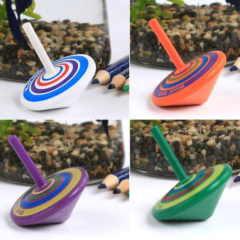 Wood Gyro Kids Toys Relief Stress Desktop Spinning Top Toys Gifts (Circle) Newly