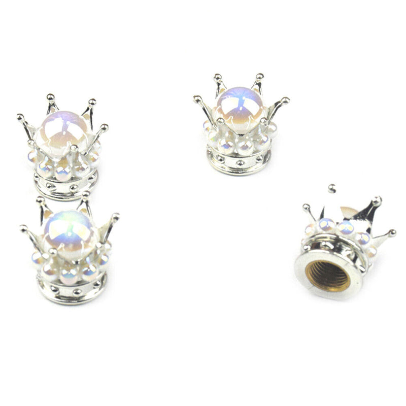 4pcs Universal Crown-Shaped Car Tyre Valve Caps Dust-Proof Tire Valve Covers