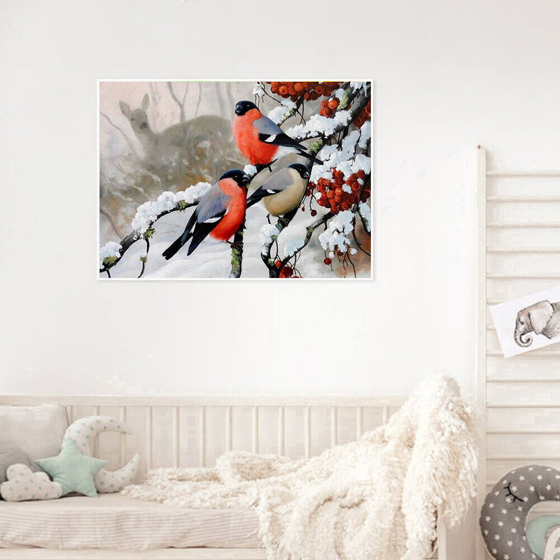 DIY Paint By Number Kit Snow Bird Animal Acrylic Paint Art Craft Decoration Gift