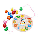 Cartoon Clock Animal Wooden Beaded Geometry Jigsaw Puzzle Smart Game Kids