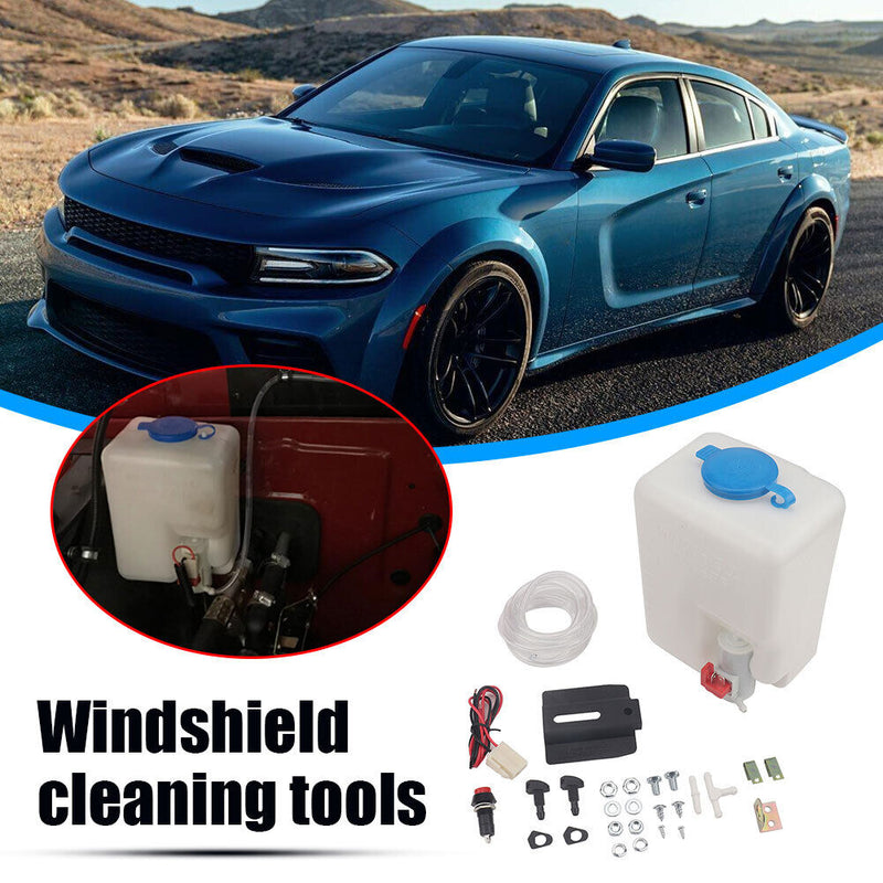 Car Windshield Washer Bottle 12V Washer Pump 1.5L Fluid Tank Nozzle Sprayer