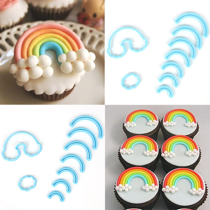 9x Rainbow Cookies Biscuit Cutter Fondant Mould Cake Sugarcraft Decorating Mold