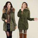 Women Warm Winter Jacket Long Sleeve Coat Parka Outwear Hooded (Green)(L)