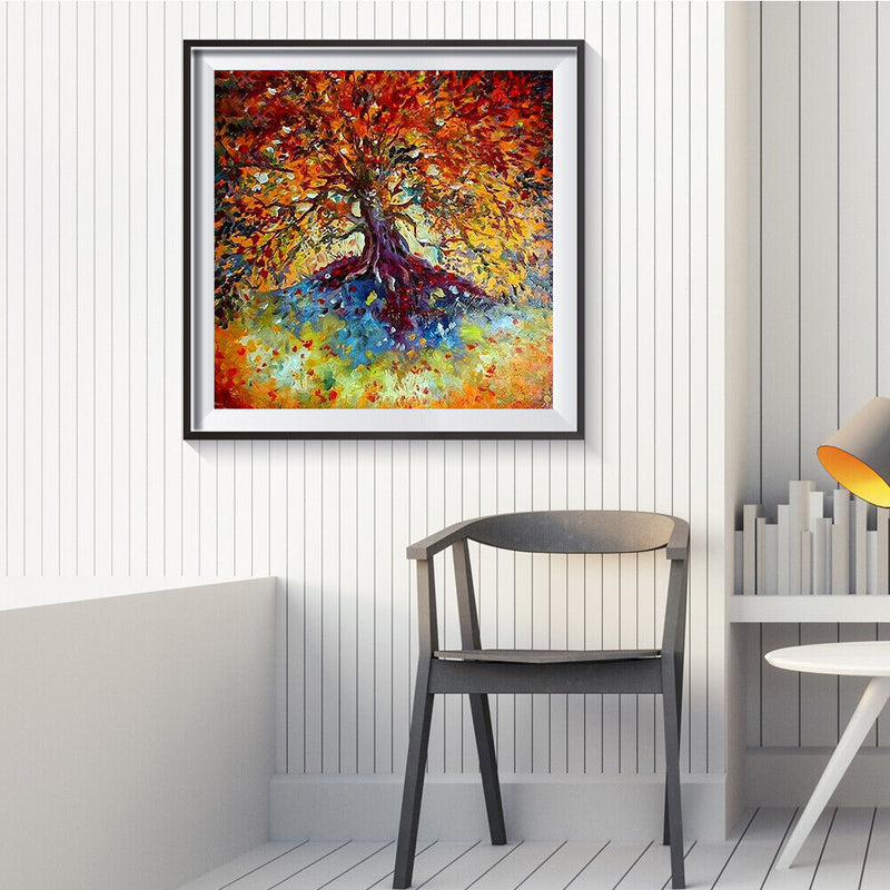 DIY Golden Tree Oil Paint by Numbers Coded Hand Painted Acrylic Drawing Gifts