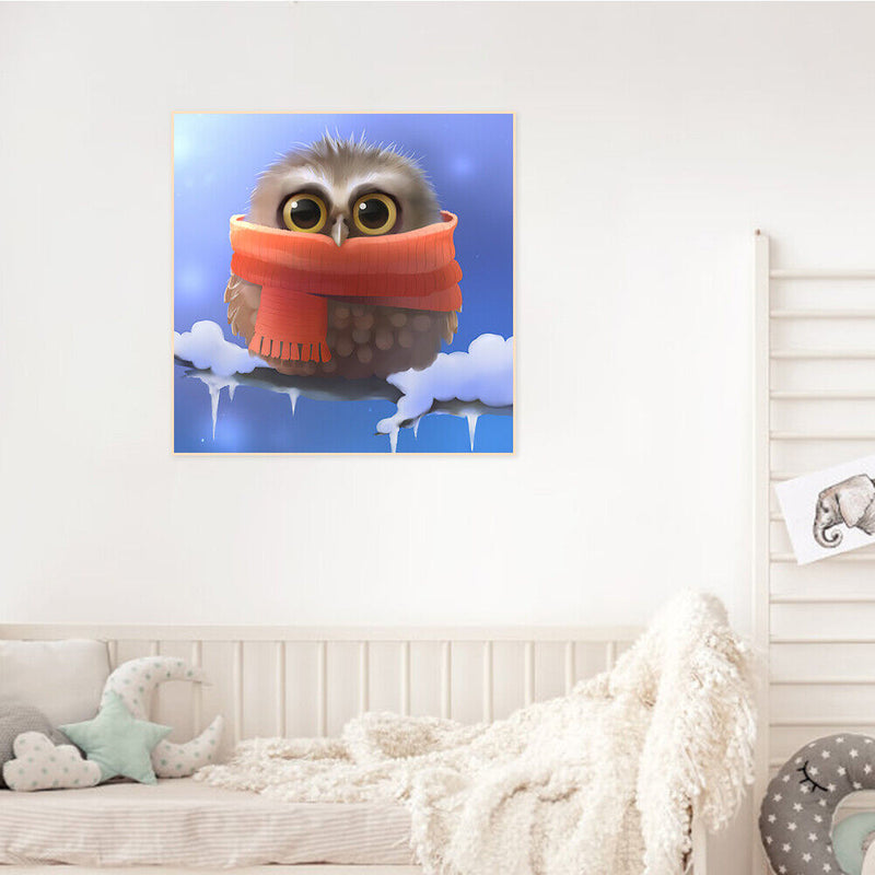 Big-eyed Owl Frameless Picture Oil Paint By Numbers Hand Painted Picture Decor