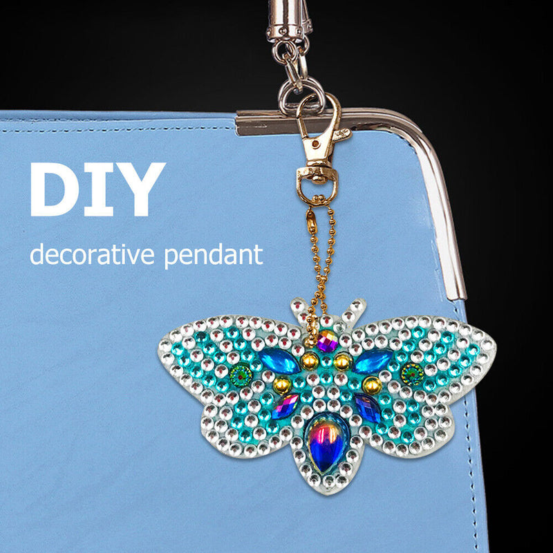 4pcs DIY Full Drill Diamond Key Chain Bee Pendant Cross Stitch Keyrings Newly