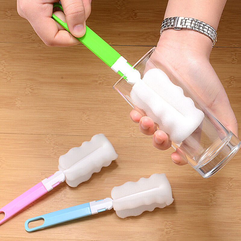 Sponge Long Handle Cup Brush Baby Glass Bottle Kitchen Cleaner Tool (Green)