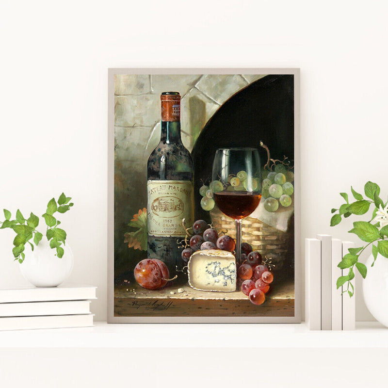 Diamond Painting 5D Full Round Drill Mosaic DIY Grape Wine Kit Wall Decorations