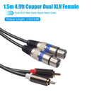 1.5m/4.9ft Dual XLR Female to Dual RCA Male Audio Microphone Cable Adapter