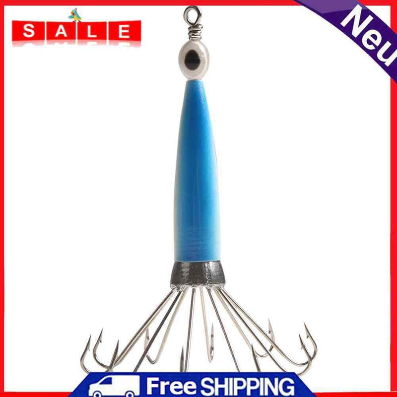 Squid Jig Fishing Lure Hook Octopus Artificial Hard Bait (Luminous Blue 10 Claw)