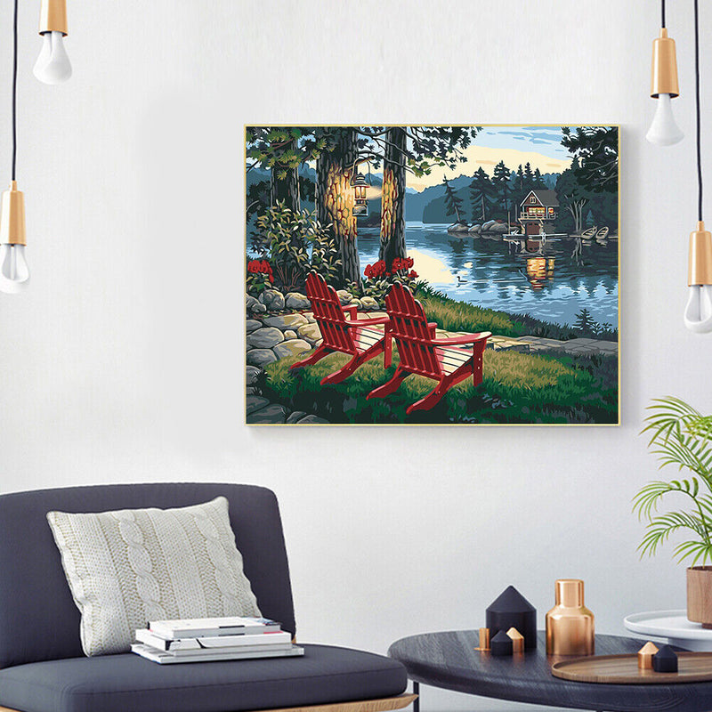 Riverside Night Oil Paint By Numbers Kit DIY Home Decoration Gift Wall Pictures