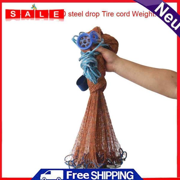 Hand Cast Throw Fishing Net Crab Fish Trap Shrimp Cage Automatic Fishing Tool