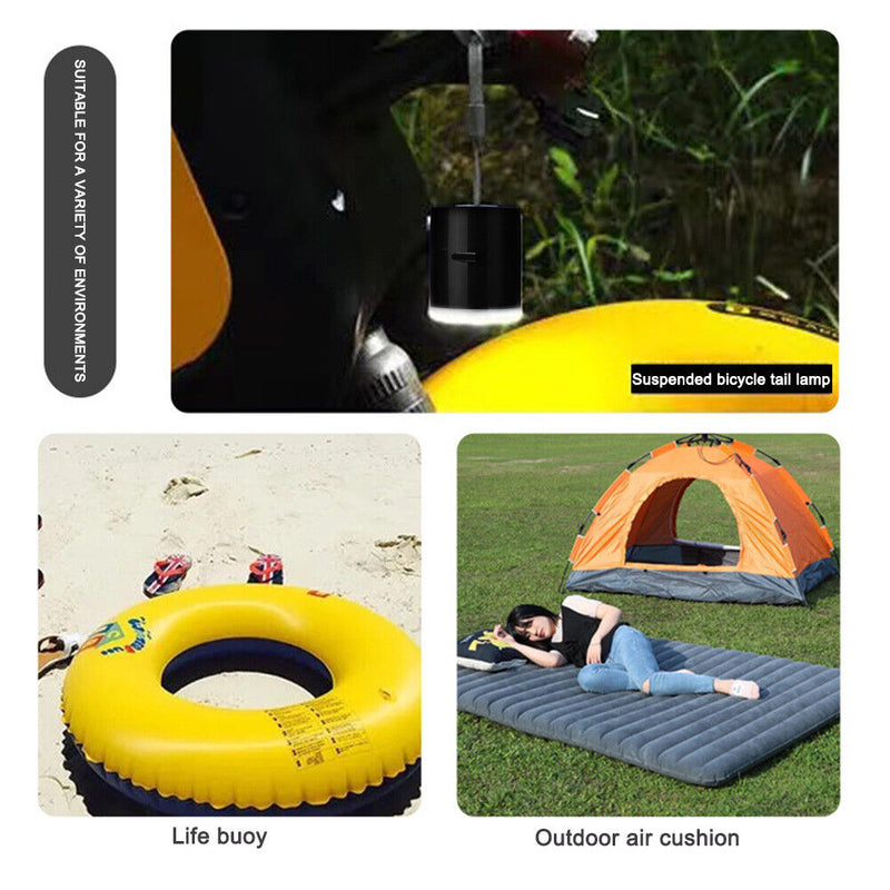 USB Mini Outdoor Inflatable Mat Air Pump Camping Emergency Lighting (Black)