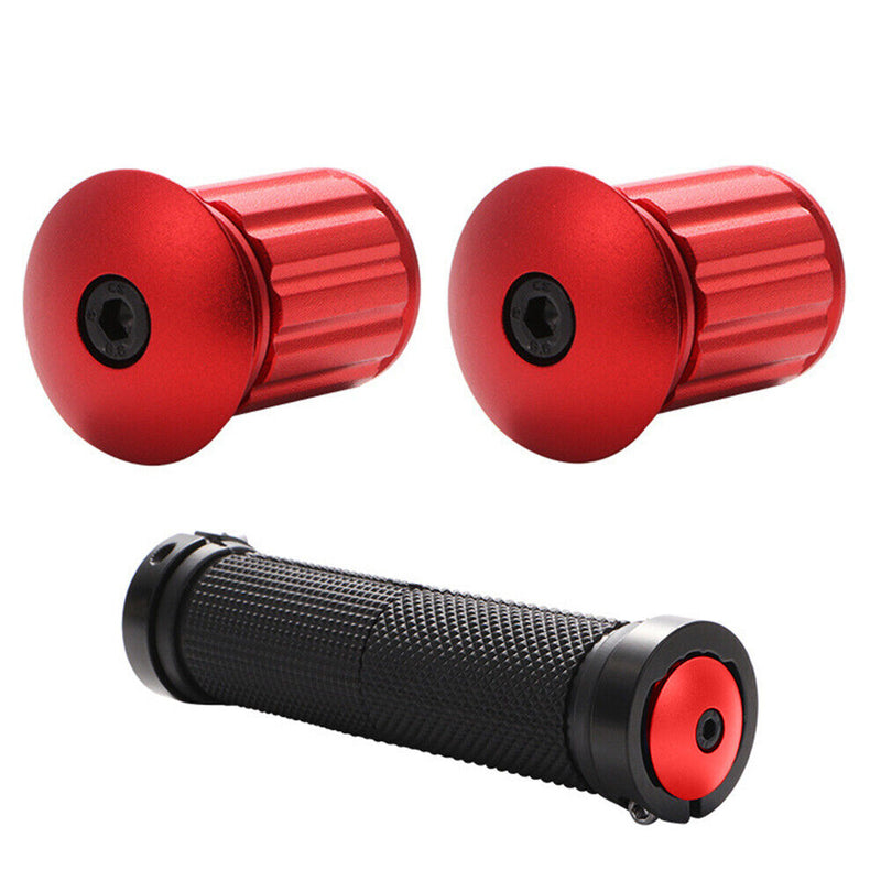 1 Pair MTB Handlebar Plugs Aluminum Alloy Road Bicycle Grip Plug (Red) Newly